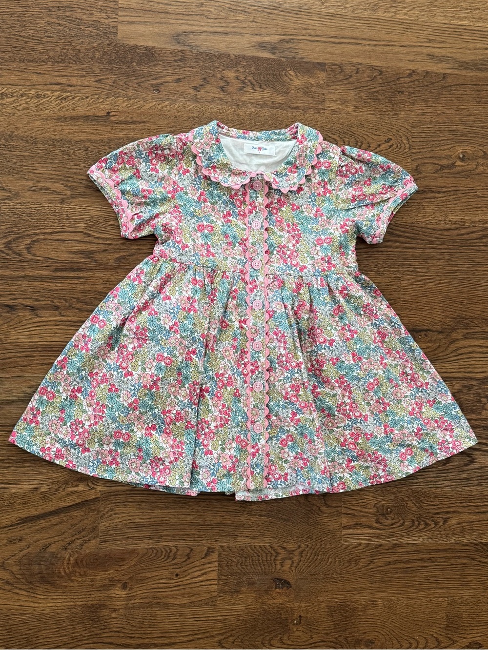 LuLu BeBe Girls Maggie Button Front Dress - Pink Floral